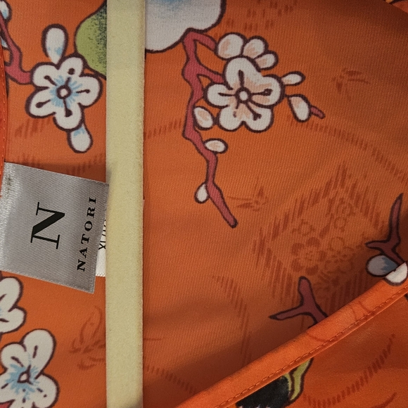 Natori Orange Floral Kimono - Picture 2 of 4